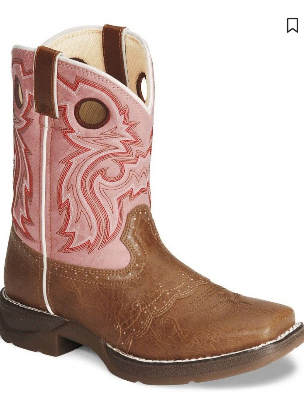 9/2/8. Durango Girls Pink and Brown Western Pull-On Boots